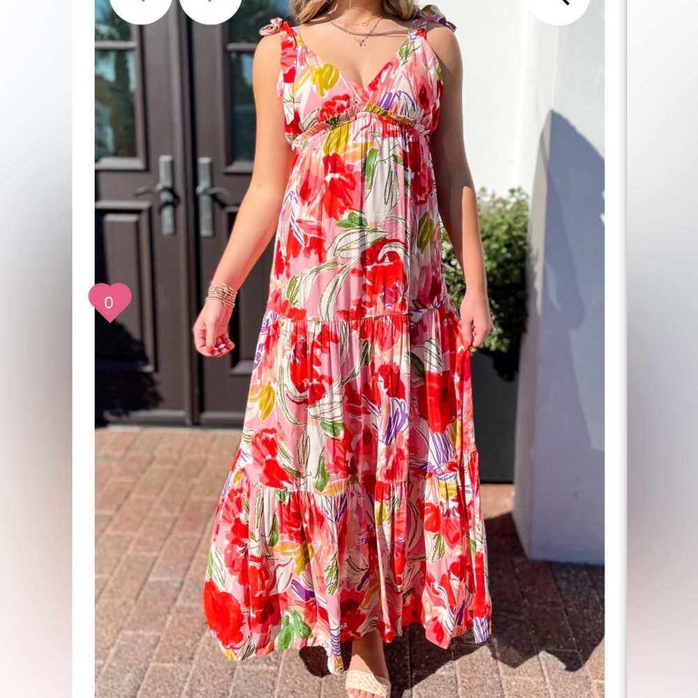 Endless Summers Floral Maxi Dress - Coral | Size S